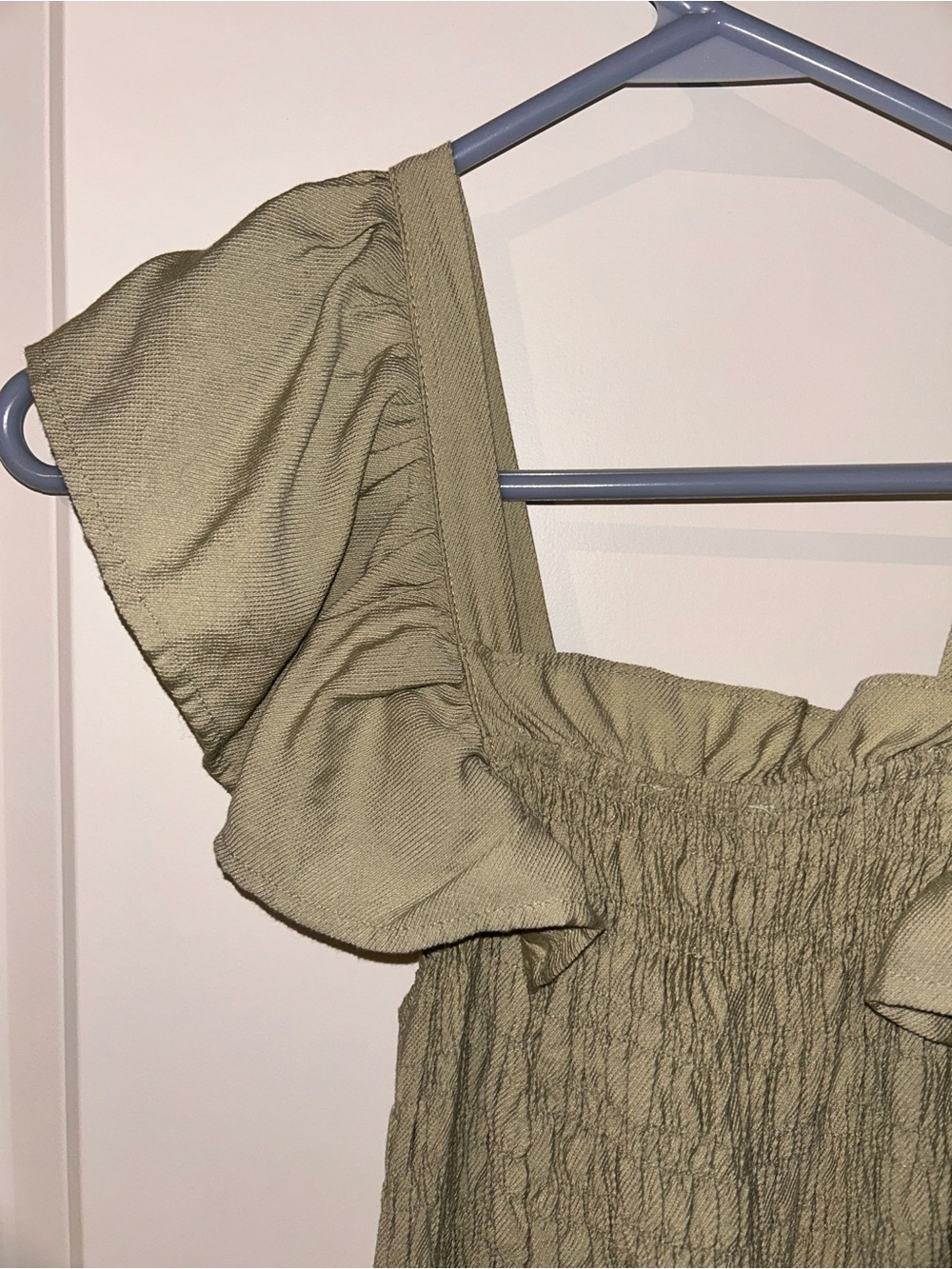 Moon River Olive Maxi Dress with Flutter Shoulders - Picture 5 of 5